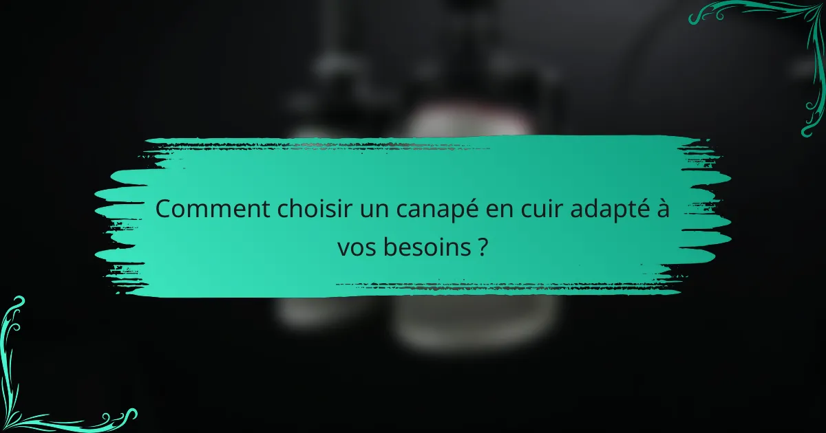 Comment choisir un canapé en cuir adapté à vos besoins ?