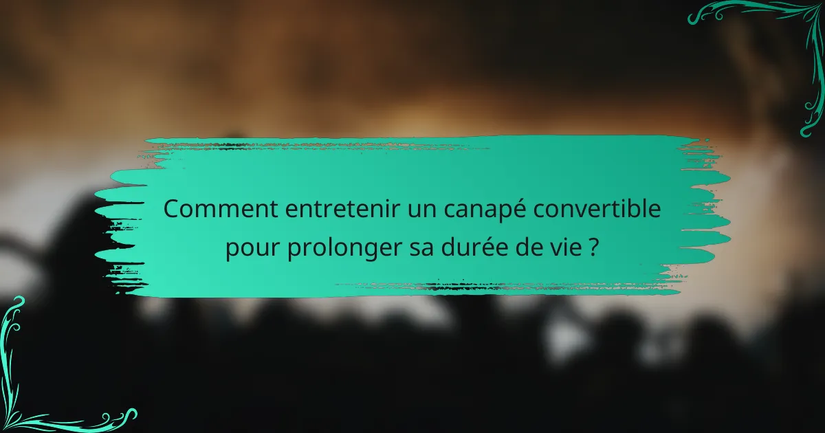 Comment entretenir un canapé convertible pour prolonger sa durée de vie ?