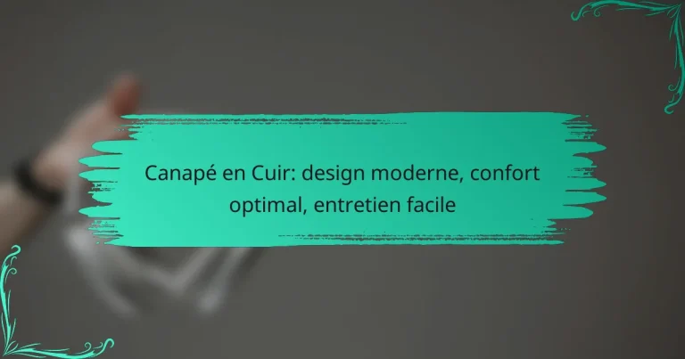 Canapé en Cuir: design moderne, confort optimal, entretien facile