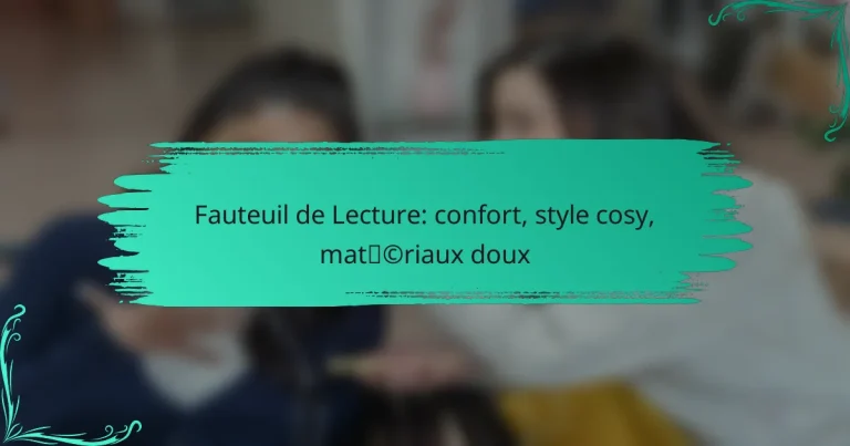 Fauteuil de Lecture: confort, style cosy, matériaux doux