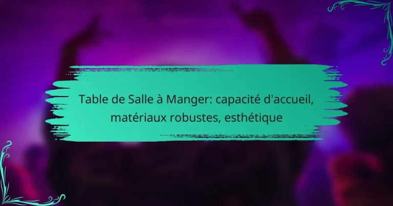 Table de Salle à Manger: capacité d’accueil, matériaux robustes, esthétique