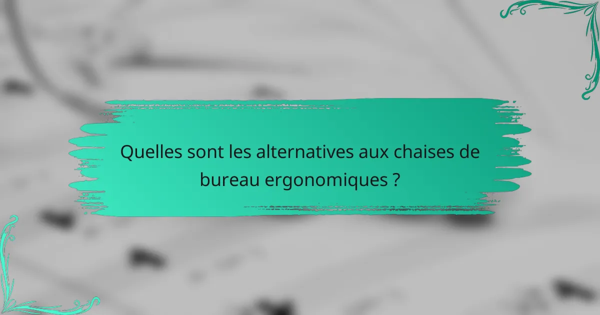 Quelles sont les alternatives aux chaises de bureau ergonomiques ?