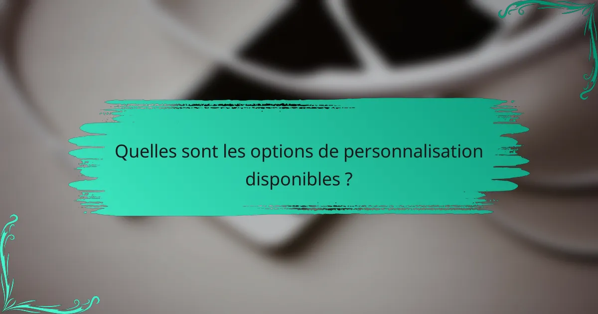 Quelles sont les options de personnalisation disponibles ?