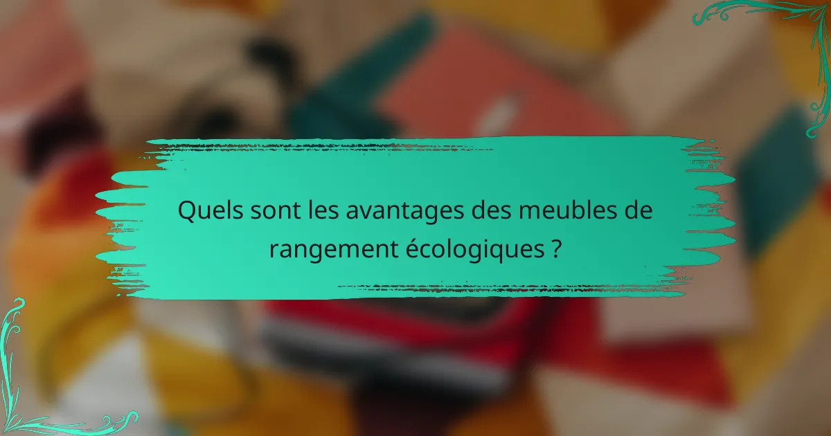 Quels sont les avantages des meubles de rangement écologiques ?